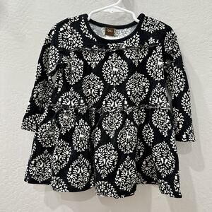 Tea Collection Black & Cream Patterned Tiered Dress